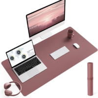 Non-Slip Leather Desk Pad L Size, Waterproof Laptop Computer Desk Keyboard Mat, Table Protector Blotter Mat, Large Mouse Pad for Office/Work/Home/Decor(Dark Pink, 35.4" X 17")
