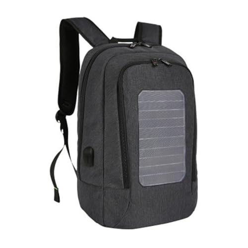 Outdoor Laptop Backpack with Solar Panel Built in, Backpacking Solar Panel Power Bank Waterproof Business Travel Bag with USB (B Black,Large)